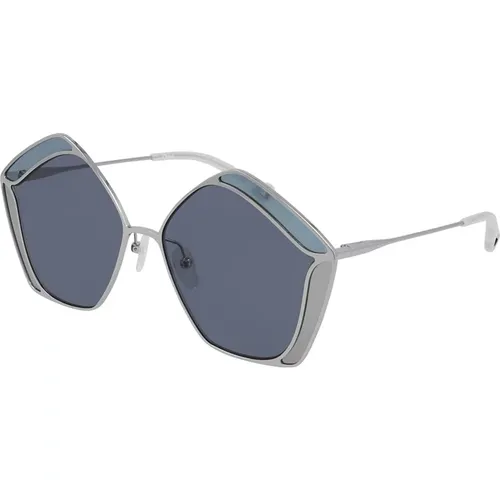 Sonnenbrille Blaues Gestell Silberne Gläser , Damen, Größe: 59 MM - Chloé - Modalova