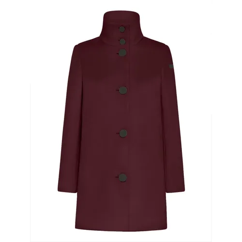 Single-Breasted Coats, female, , Size: M Bordeaux Velvet Neo Women's Coat - RRD - Modalova