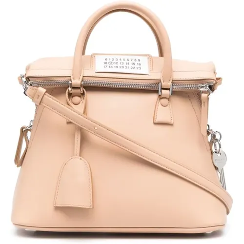 Blush Pink Leather Tote Bag with Charm Detail , female, Sizes: ONE SIZE - Maison Margiela - Modalova