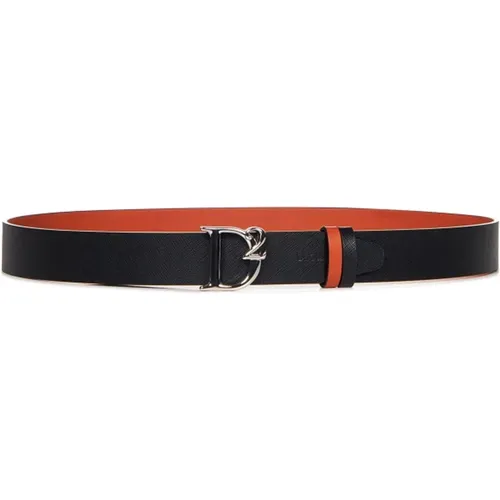 Reversible Leather Belt with Silver-toned Metal , male, Sizes: 85 CM, 90 CM - Dsquared2 - Modalova