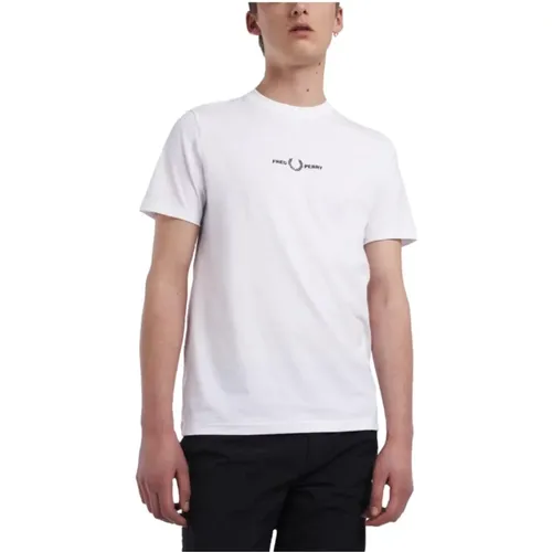 Embroidered Graphic Tee , male, Sizes: L, S, M, XL - Fred Perry - Modalova