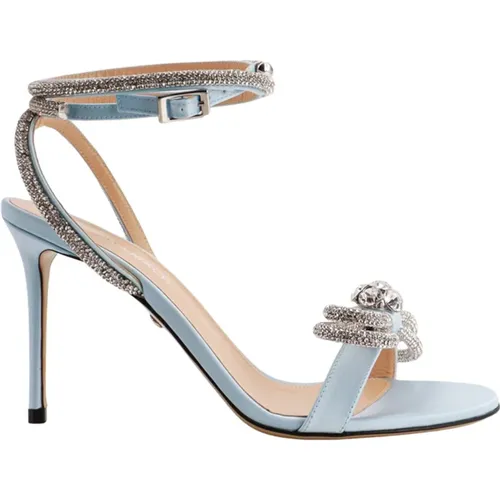 Blaue Satin Sandalen mit Juwelendetail , Damen, Größe: 36 EU - Mach & Mach - Modalova