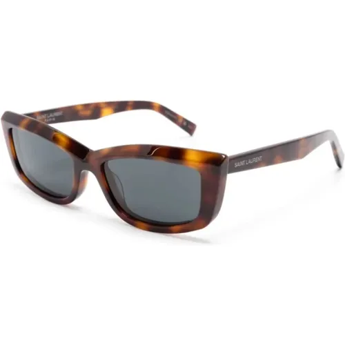 Braun/Havana Sonnenbrille, vielseitig und stilvoll , Damen, Größe: 54 MM - Saint Laurent - Modalova