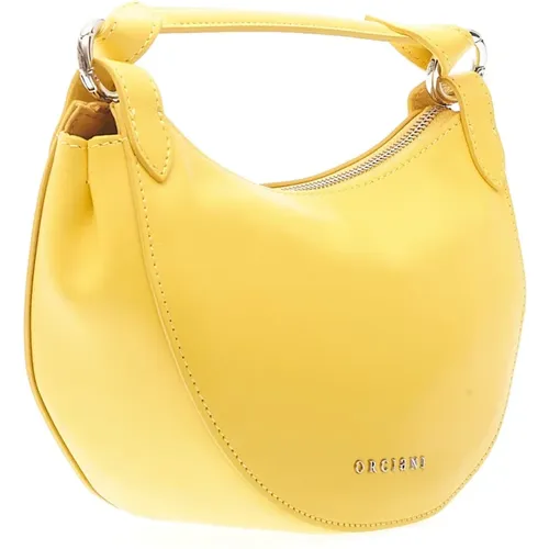 Handbags, female, , Size: ONE SIZE Giallo Dumpling Leather Handbag - Orciani - Modalova