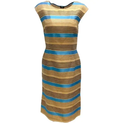 Pre-owned Dresses, female, , Size: S Striped Linen Dress with Zipper Closure - Very Good Condition - Dolce & Gabbana Pre-owned - Modalova