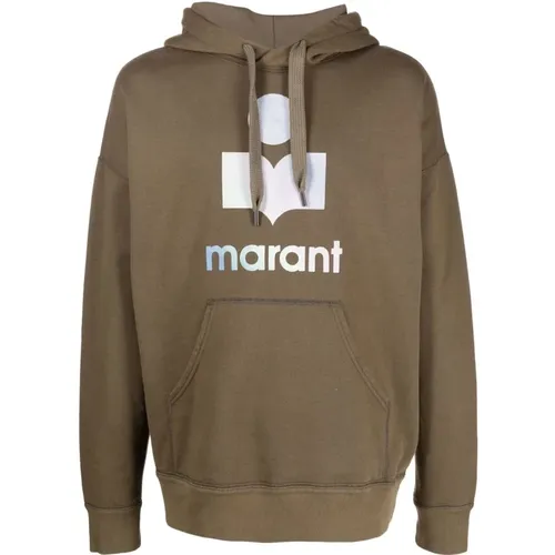 Hoodies, male, , Size: XL Logo Print Hoodie in Khaki - Isabel marant - Modalova