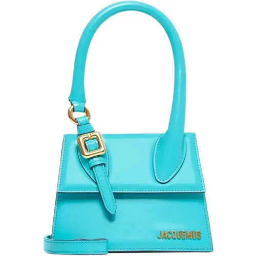 Turquoise Leather Bag with Square Buckle , female, Sizes: ONE SIZE - Jacquemus - Modalova