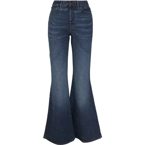 Flared High-Waist Denim Trousers , female, Sizes: W28, W26 - Chloé - Modalova