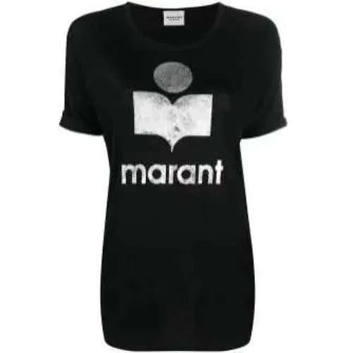 Logo-Print Leinen T-Shirt , Damen, Größe: XS - Isabel Marant Étoile - Modalova