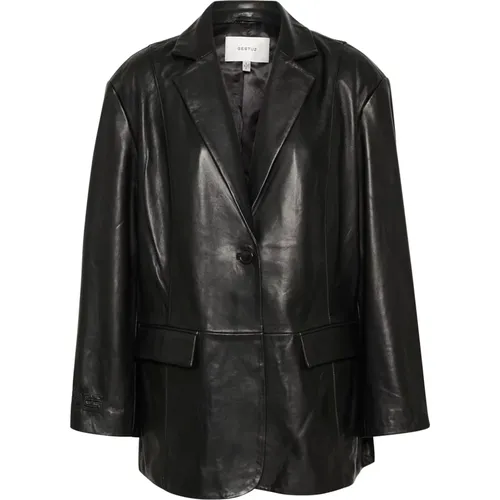 Leather Blazer Jacket , female, Sizes: S, L - Gestuz - Modalova