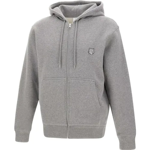 Grey Cotton Hooded Sweatshirt , male, Sizes: M, XL, L - Maison Kitsuné - Modalova