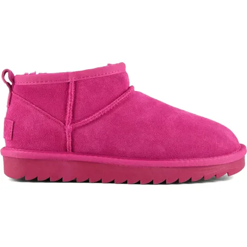 Fuchsia Wildleder Winter Stiefeletten , Damen, Größe: 39 EU - Colors of California - Modalova