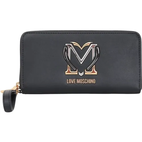 Wallet with Metallic Logo , female, Sizes: ONE SIZE - Love Moschino - Modalova