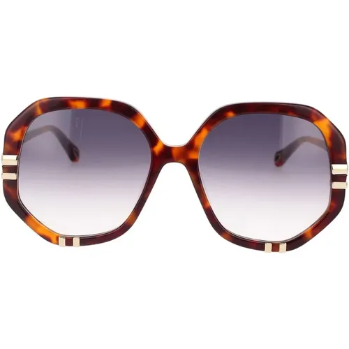 Retro Style Round Sunglasses with Blue Gradient Lenses , female, Sizes: ONE SIZE - Chloé - Modalova