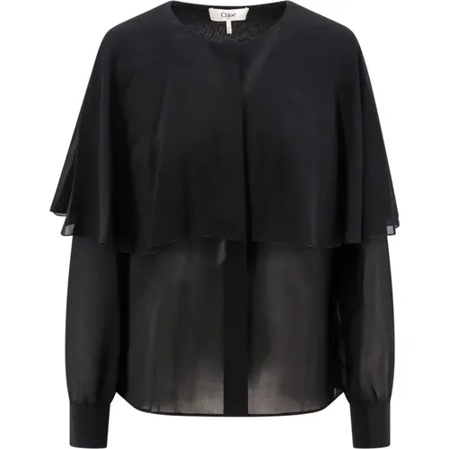 Silk Shirt with Volant Detail , female, Sizes: M - Chloé - Modalova