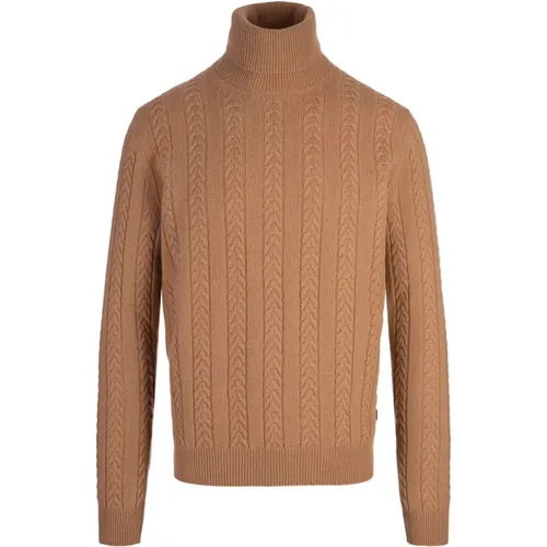 Turtlenecks, male, , Size: M Cable Knit Turtleneck Sweater - Hugo Boss - Modalova