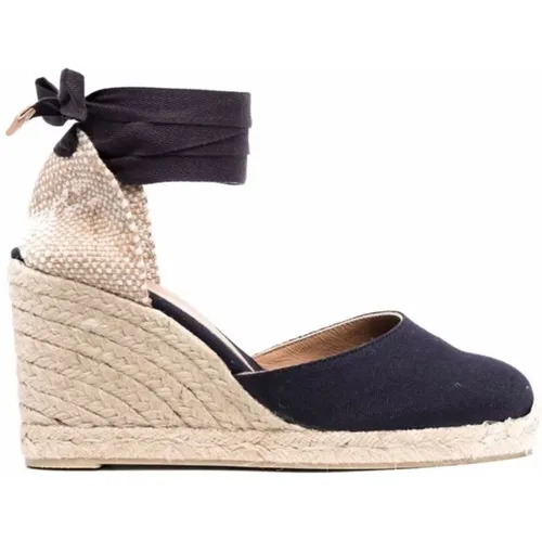 Blaue Wedge-Espadrilles mit Logo-Absatz , Damen, Größe: 38 EU - Castañer - Modalova