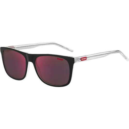 Black Crystal/Red Sunglasses , male, Sizes: 56 MM - Hugo Boss - Modalova