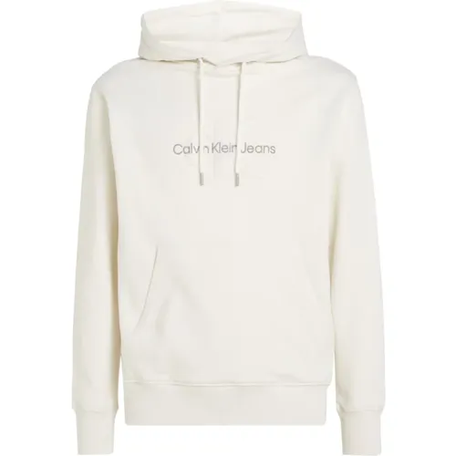 Hoodies, male, , Size: XL Monogram Hoodie with Ribbed Trim - Calvin Klein Jeans - Modalova