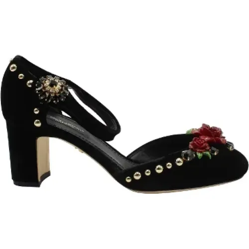 Pre-owned Sandals, female, , Size: 6 US Pre-owned Velvet heels - Dolce & Gabbana Pre-owned - Modalova