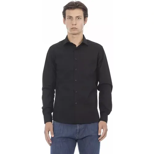 Slim Fit Schwarzes Baumwollhemd , Herren, Größe: 2XL - Baldinini - Modalova