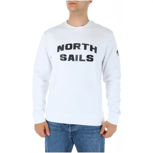 Klassischer Weißer Langarm-Sweatshirt , Herren, Größe: XL - North Sails - Modalova
