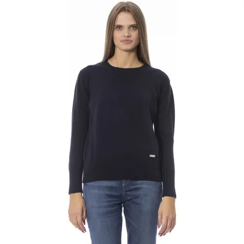 Langarm Crewneck Monogramm Pullover , Damen, Größe: M - Baldinini - Modalova