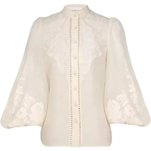 Blouses, female, , Size: XS Cream Embroidered Blouse Ottie - Zimmermann - Modalova