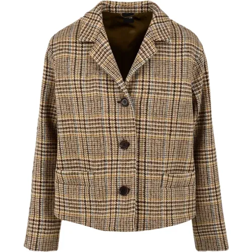 Blazers, female, , Size: XS Harrys Tweed Front Button Closure Jacket - Aspesi - Modalova