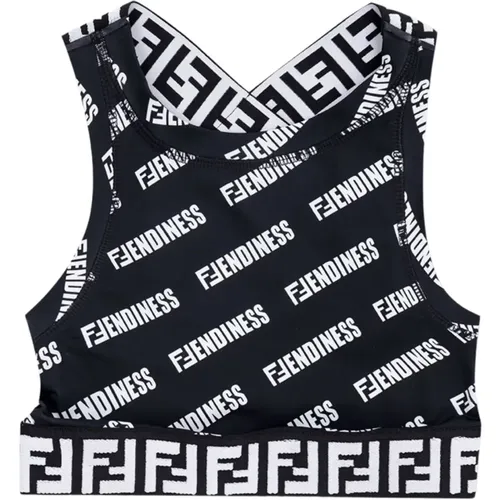 Schwarzes Logo-Print Crop Top Fendi - Fendi - Modalova