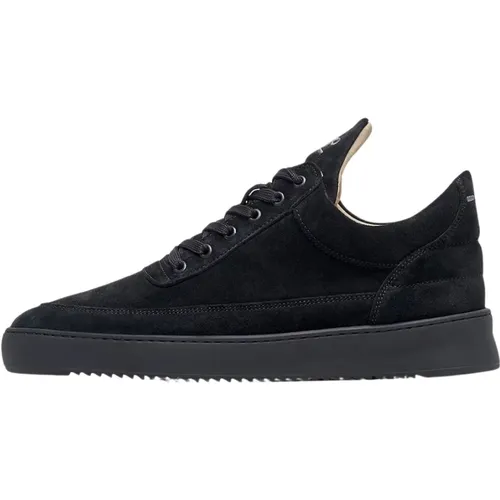 Niedrige Wildleder Alles Schwarz , Herren, Größe: 40 EU - Filling Pieces - Modalova