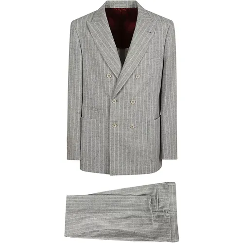 Double Breasted Suits, male, , Size: L Perla Panama Suit - BRUNELLO CUCINELLI - Modalova