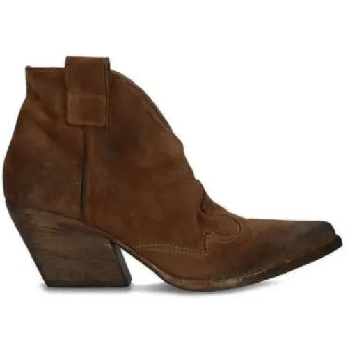 Vintage Cognac Suede Cowboy Boots , female, Sizes: 7 UK - Elena Iachi - Modalova