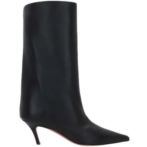 Pull-On Boots with Pointed Toe and Oblique Covered Heel , female, Sizes: 2 UK, 3 1/2 UK, 6 UK - Amina Muaddi - Modalova