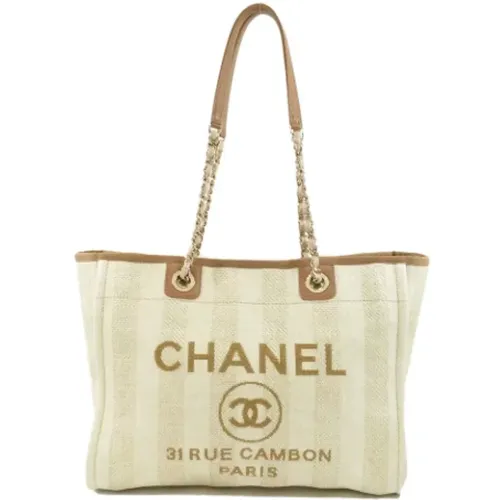 Canvas Deauville Tote Bag , female, Sizes: ONE SIZE - Chanel Vintage - Modalova