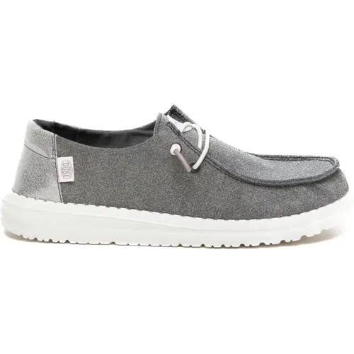 Grey Glitter Baseball Sneakers , female, Sizes: 5 UK, 8 UK, 4 UK - Hey Dude - Modalova