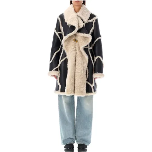 Patchwork Shearling Coat , female, Sizes: S - Chloé - Modalova