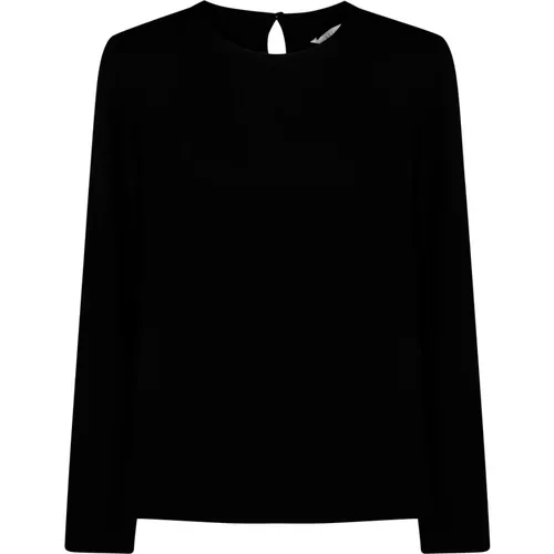 Schwarzer Pullover mit Raffiniertem Design , Damen, Größe: L - Xacus - Modalova