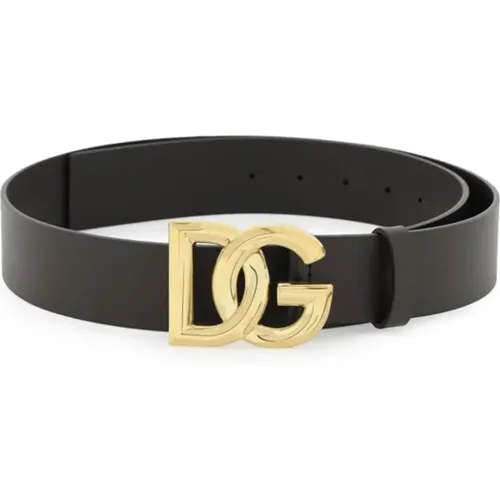 Belts, male, , Size: 95 CM Lux Leather Belt with DG Buckle - Dolce & Gabbana - Modalova