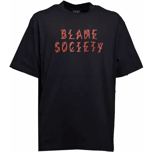 T-Shirts, male, , Size: L Label T-shirt with Blame Society Print - 44 Label Group - Modalova