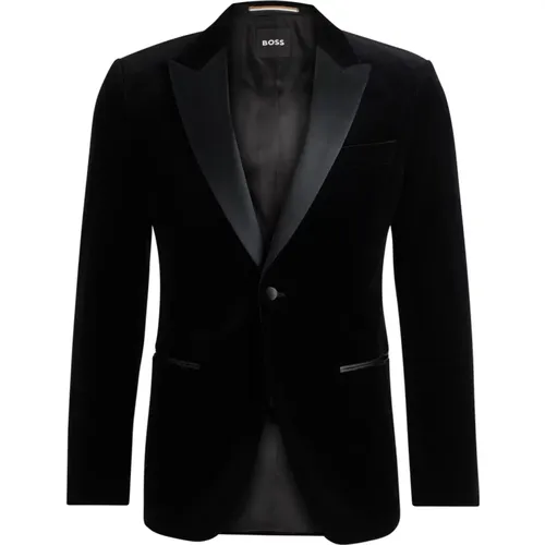 Velvet slim fit tuxedo jacket , male, Sizes: M, 2XL, XL, L - Hugo Boss - Modalova