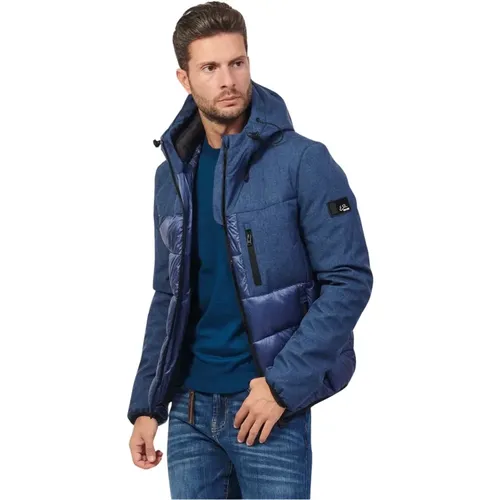 Gepolsterter Blauer Mantel mit Softshell-Einsätzen , Herren, Größe: 2XL - YES ZEE - Modalova