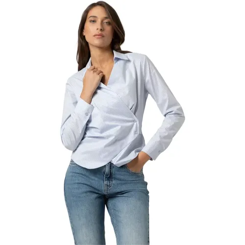 Blouses, female, , Size: XL Pin striped button up wrap around shirt - Kocca - Modalova