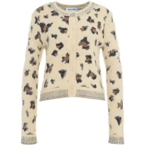 Animal Print Crew Neck Cardigan , female, Sizes: M, XL, L, XS - Blugirl - Modalova