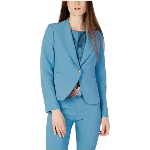 Blazers, female, , Size: XL Turquoise Polyester Blazer - RINASCIMENTO - Modalova