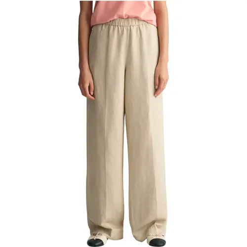 Linen Pull Pant Trousers , female, Sizes: M, S, XS - Gant - Modalova