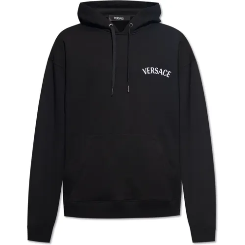 Logo-embroidered hoodie , male, Sizes: L, XL, M, S - Versace - Modalova