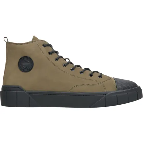 Sneakers, male, , Size: 7 US Men`s Dark High-Top Sneakers made of Nubuck for Winter Er00113913 - Estro - Modalova