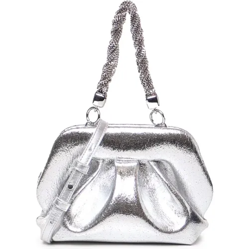 Silver Shoulder Bag with Chain Handle , female, Sizes: ONE SIZE - THEMOIRè - Modalova