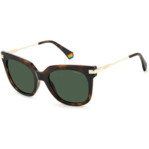 Braune Resin Sonnenbrille mit Grüner Linse - Polaroid - Modalova